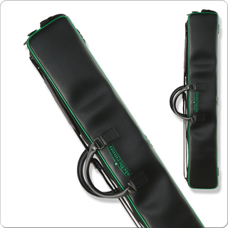 McDermott MCDC47 Hybrid 2x3 Cue Case – Black & Green Vinyl, Jump Cue Storage, Dual Pockets
