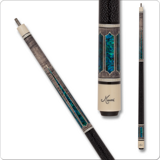 Meucci ME2020BL Pool Cue – 12.5mm Ultra Skin Tip – The Pro Shaft – Grey Stained with Blue Paua Shell Inlays