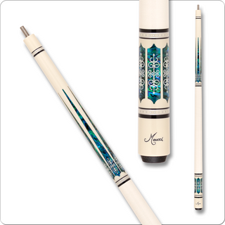 Meucci ME2103 Pool Cue – 12.5mm Ultra Skin Tip – The Pro Shaft – Scrimshaw Blue Paua Shell Design – Multiple Weights