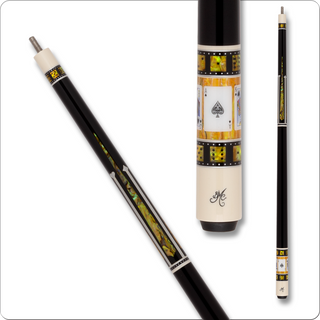 Meucci MECAS08 Cue – 19oz – The Pro Shaft – Gold Paua Shell Dice & Royal Flush Sleeve – 12.5mm Tip