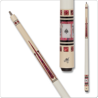 Meucci MECAS09 Pool Cue – 19oz – Casino 9 Series – Pink Paua Shell Dice & Royal Flush Sleeve – THE PRO Shaft