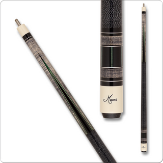 Meucci MEJS01 Pool Cue & XS Shaft – 18oz to 21oz, 12.5mm Ultra Skin Medium Tip, 29" THE PRO Shaft, Hydraulic Joint, Grey Stain with Green & Maple Spliced Points, Irish Linen Wrap