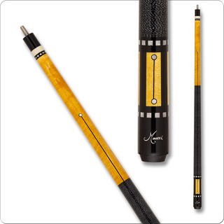 Meucci MERB05K Pool Cue & XS Shaft – 18oz to 21oz, 12.5mm Ultra Skin Medium Tip, 29" THE PRO Shaft, Hydraulic Joint, Honey Stained Maple with Grey Art Deco Points
