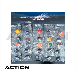 Action NIMBK25 – Mixed Ball Key Chain | Set of 25 Billiards-Themed Key Chains