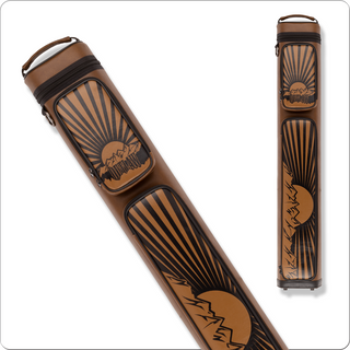 Outlaw OLB35L Cue Case – 3 Butts/5 Shafts, Hard Vinyl, Tan with Black Rising Sun