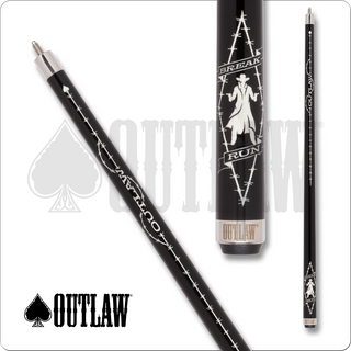 Outlaw OLBK05 Break Cue – Black Western Design with Barbwire & Cowboy Artwork, Phenolic Tip, 18oz–21oz
