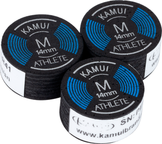 Kamui QTKA Athlete Cue Tip – Single 14mm 8-Layer Pigskin – Soft / Medium / Hard – Optimized for Spin & Power