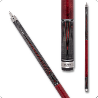 Spartan SPR07 Cue – 29" Radial Pro Taper, Kamui Black Soft Tip, Uni-Loc | Grey Stained Maple with Red Floating Points & Alloy Spears | Weights 18–21oz