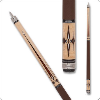 Spartan SPR11 Pool Cue – 19oz, Brown Leather Wrap, Uni-Loc, Natural Birdseye Maple with Micarta & Coffee Maple Inlays