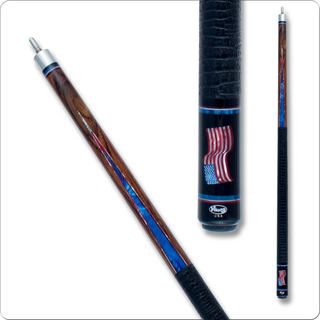 Viking VIK561 Cue – Rosewood with Red, White & Blue Pearl Inlays, Gator Embossed Leather Wrap, VIKORE Performance Shaft – 18–21oz