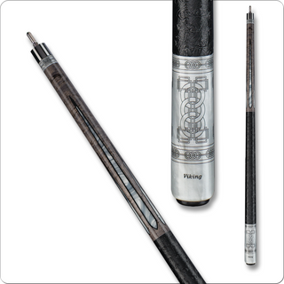 Viking VIK941 Cue – 5-Year Aged Maple V-PRO Shaft, CNC Engraved Premium Pearl & Smoked Maple Inlays, Ostrich Leather Wrap – 18–21oz