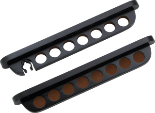 WR7WC 7-Cue Wall Rack with Bridge Clip – Hardwood Billiard Cue Holder – Available in Chocolate, Honey, Midnight & Wine – 19.5"x2.75"