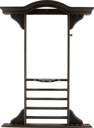 WR8 8-Cue Wall Rack – Hardwood Billiard Cue Holder with Rack, Chalk & Ball Storage – Available in Chocolate, Honey, Midnight & Wine – 50.5"x37"x4"